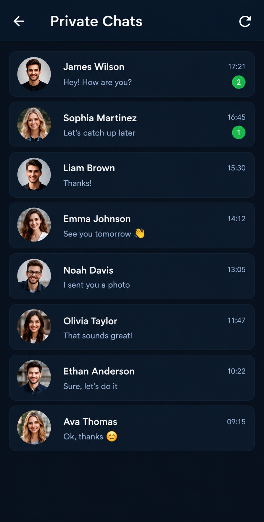 SwiGram private chats